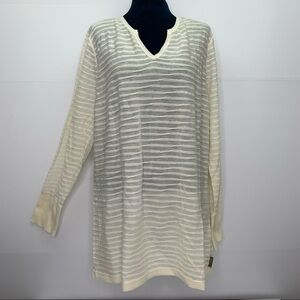 Woolrich Sweater Cream Knit 2XL V Neck Long Sleeve XXL Plus Size